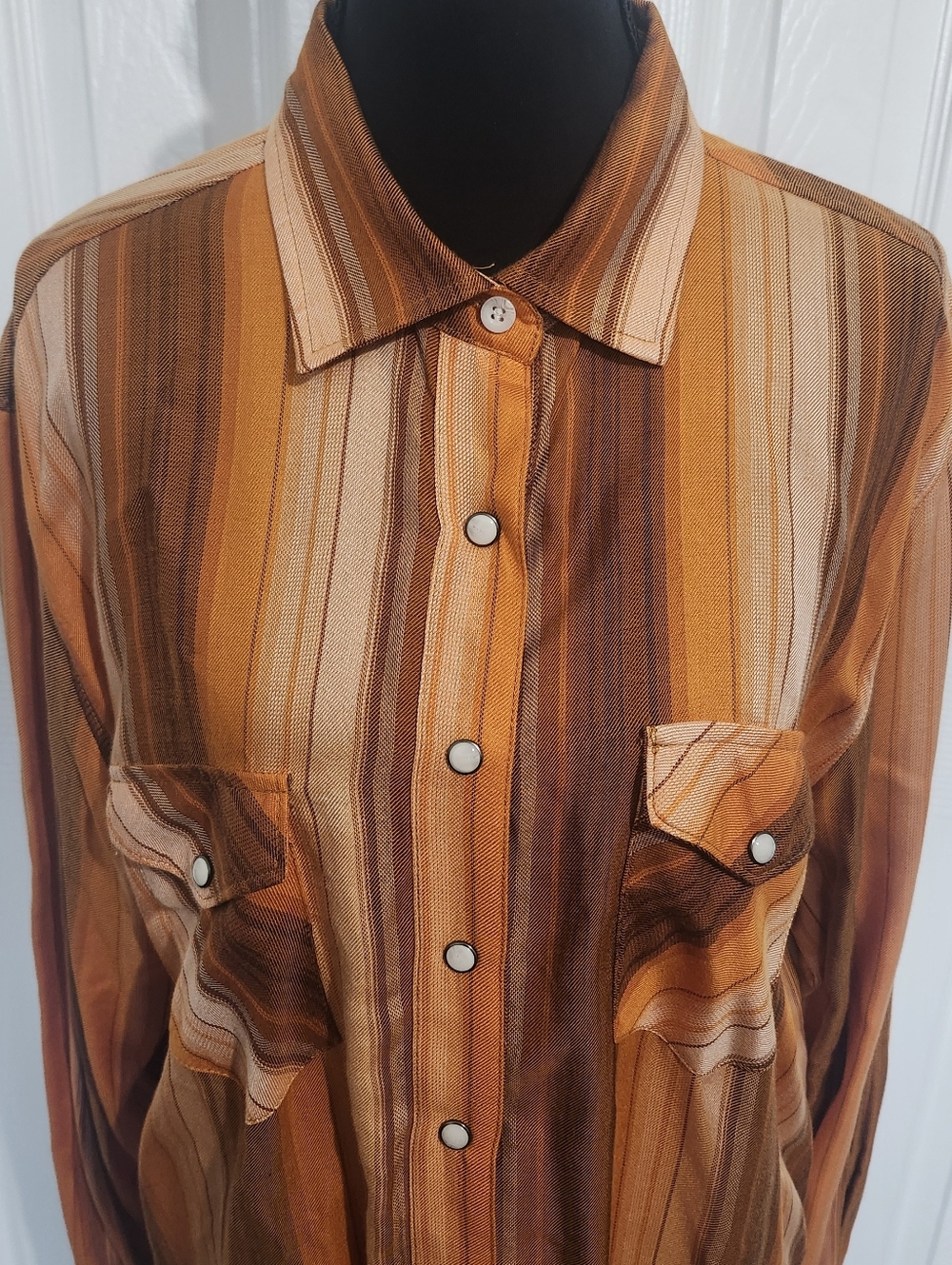 Cruel Denim Size Large Orange Long Sleeve Snap Blouse